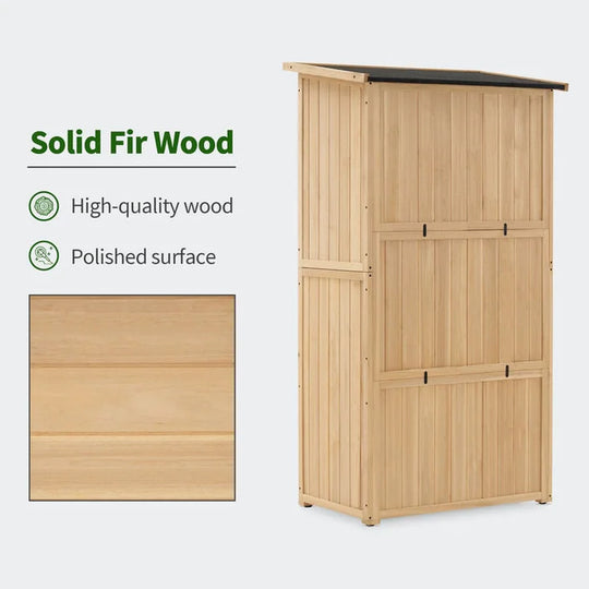 Outdoor Storage Cabinet Shed, Shuttered Doors with Lock, Wooden 0709 / 0808 / 1900
