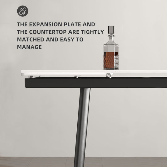 Glossy Slate 63"-95" Extendable Rectangle Dining Table - 94.4"W X 35.4"D X 29.5"H