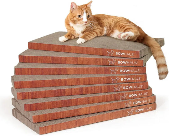 Cat Scratcher Lounger, Reversible Scratcher, Durable & Long-Lasting, Large Cat Scratching Pad, Cat Scratching Board, Scratch Pad for Indoor Cats, 8 Pcs, Brown