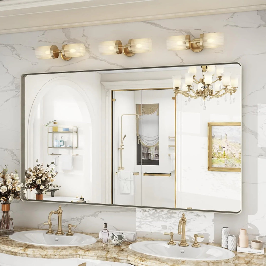 Aluminum Alloy Framed Tempered Glass Wall Decor Vanity Bathroom Mirror