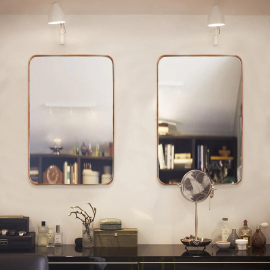 Modern Rounded Rectangle Metal Frame Wall Mirror
