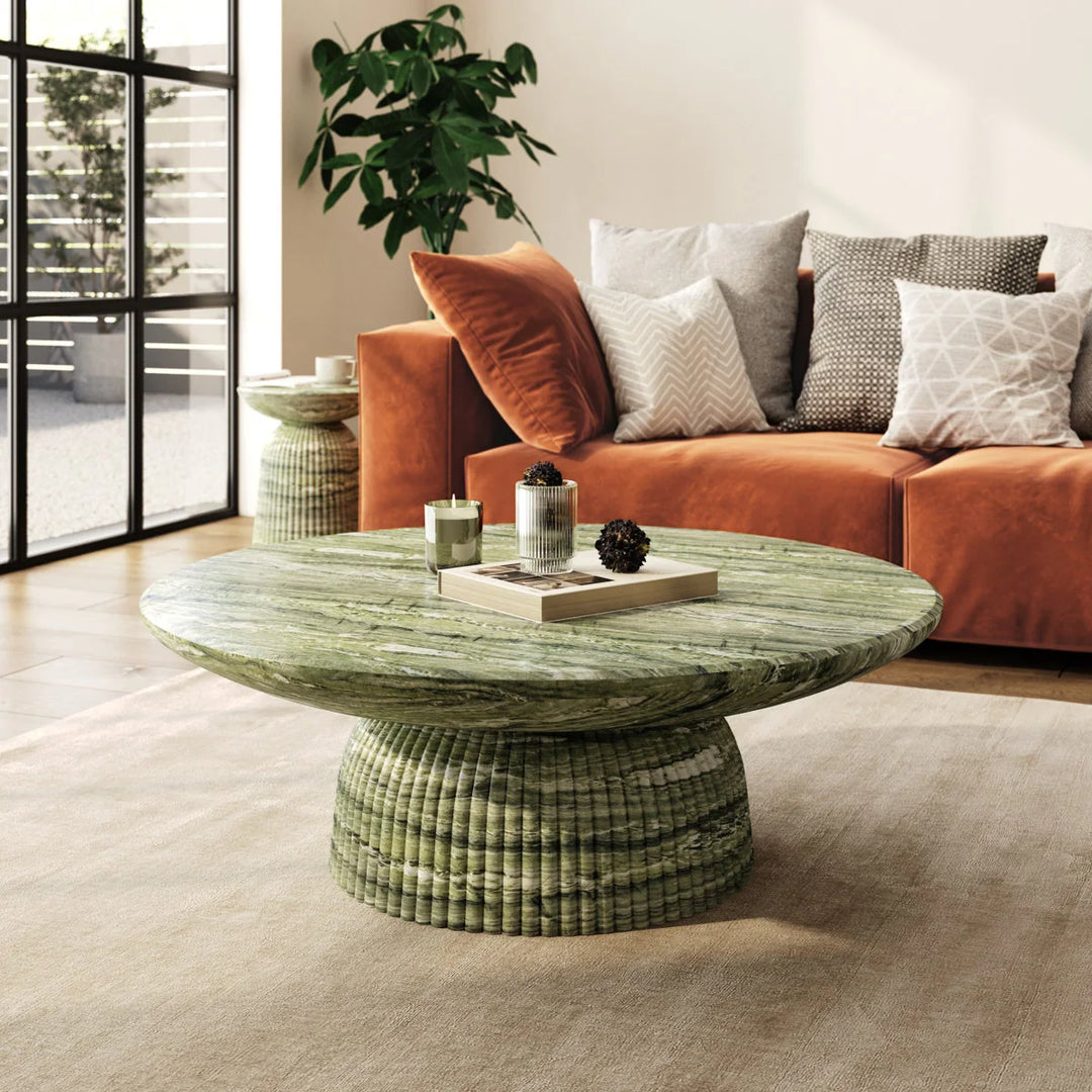 Maddox Single round Coffee Table Stone Marble Effect