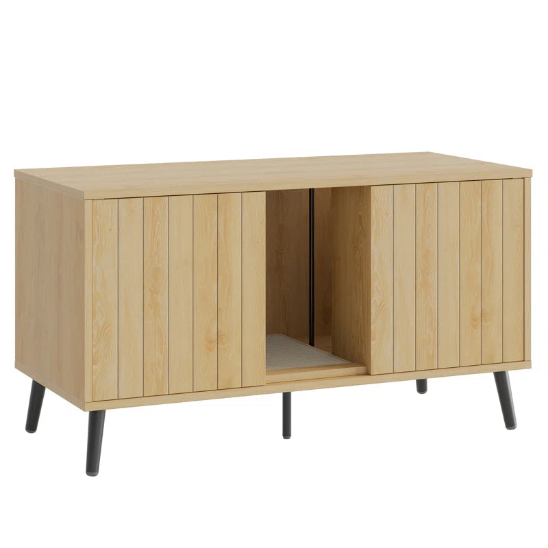 47.24" Cat Litter Box Enclousure Furniture for 2 Cats ,Indoor Cat House Hidden with Cat Scratch Pad ,TV Stand Side Table,Cat Washroom.