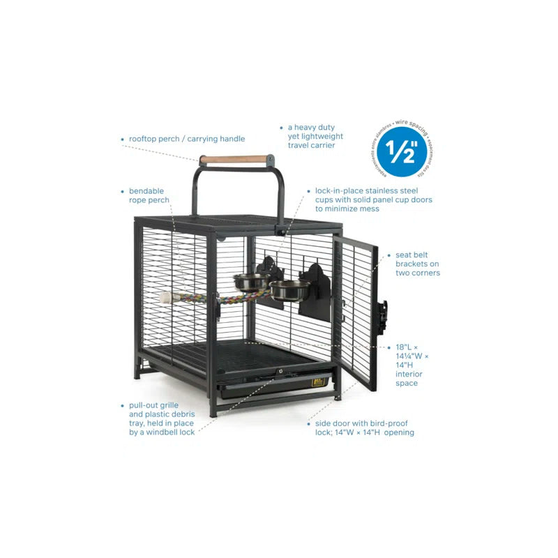 Nicki 25'' Steel Play Top Travel Bird Cage with Perch