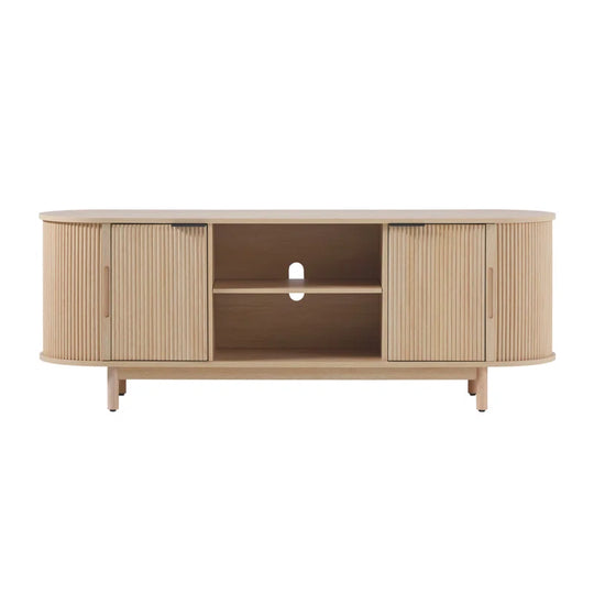 Dragelin Modern Reeded TV Stand with Open Storage