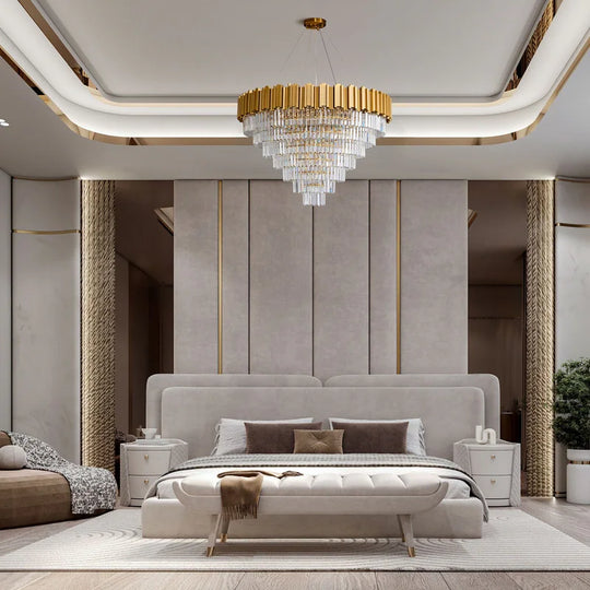 Large Crystal Chandelier - 35.4"Modern 6-Tier 17-Light Chrome Ceiling Light, Luxury K9 Crystal