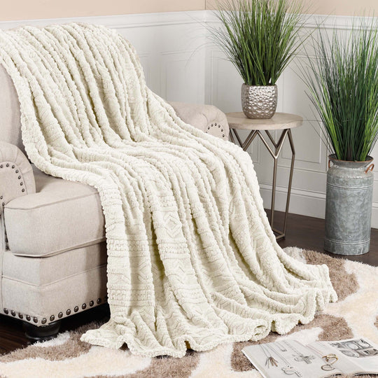 Arctic Boho Jacquard Plush Fluffy Fleece Blanket