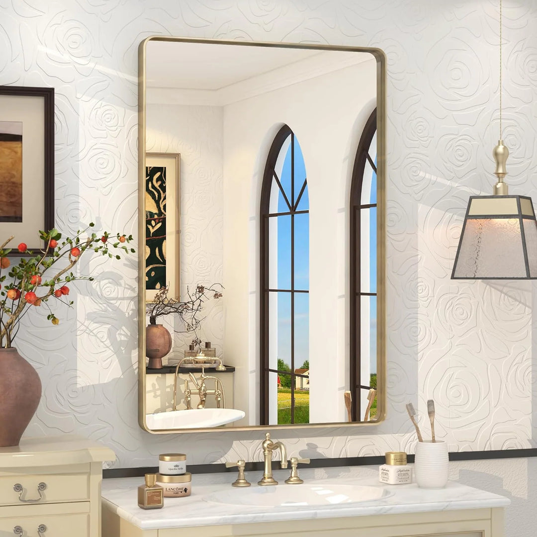 Aluminum Alloy Framed Tempered Glass Wall Decor Vanity Bathroom Mirror