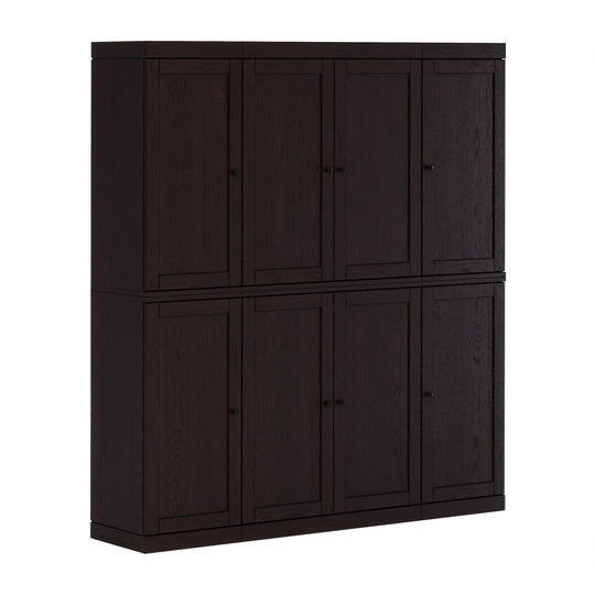 Premium 100% Solid European Oak Hardwood Modular Dining Room Cabinet with Shaker Doors - 64" Wide, 71.5" Tall