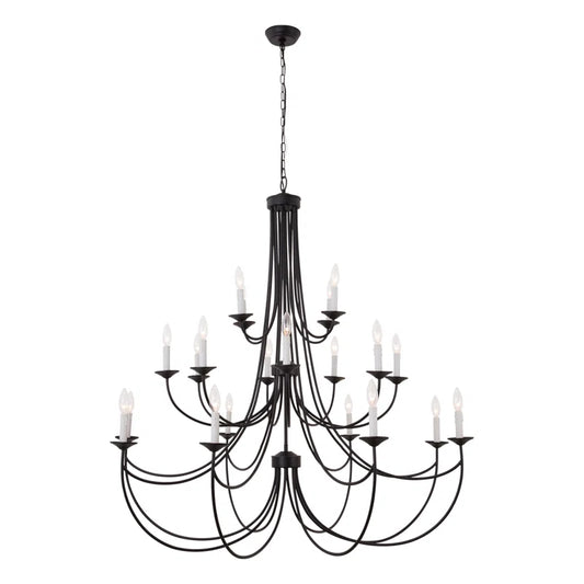 Estelle 20 - Light 48"W Candle Style Classic Chandelier with Wrought Iron Accents