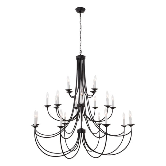 Estelle 20 - Light 48"W Candle Style Classic Chandelier with Wrought Iron Accents