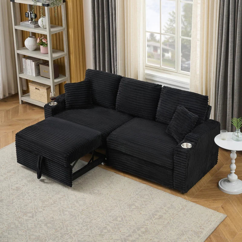 80" Cordylona Sofa, Cup Holder, Ottoman Storage