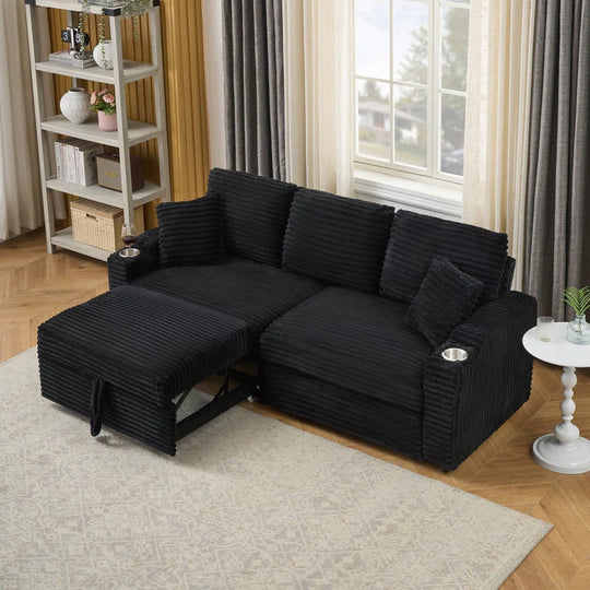 80" Cordylona Sofa, Cup Holder, Ottoman Storage
