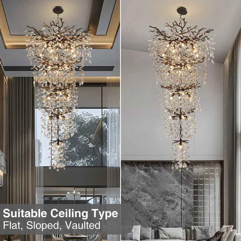 Crystal Dimmable LED Tiered Chandelier - 118In
