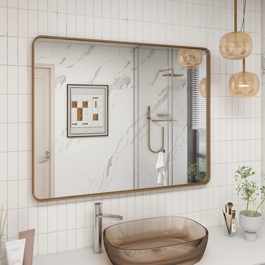 Aluminum Alloy Framed Tempered Glass Wall Decor Vanity Bathroom Mirror