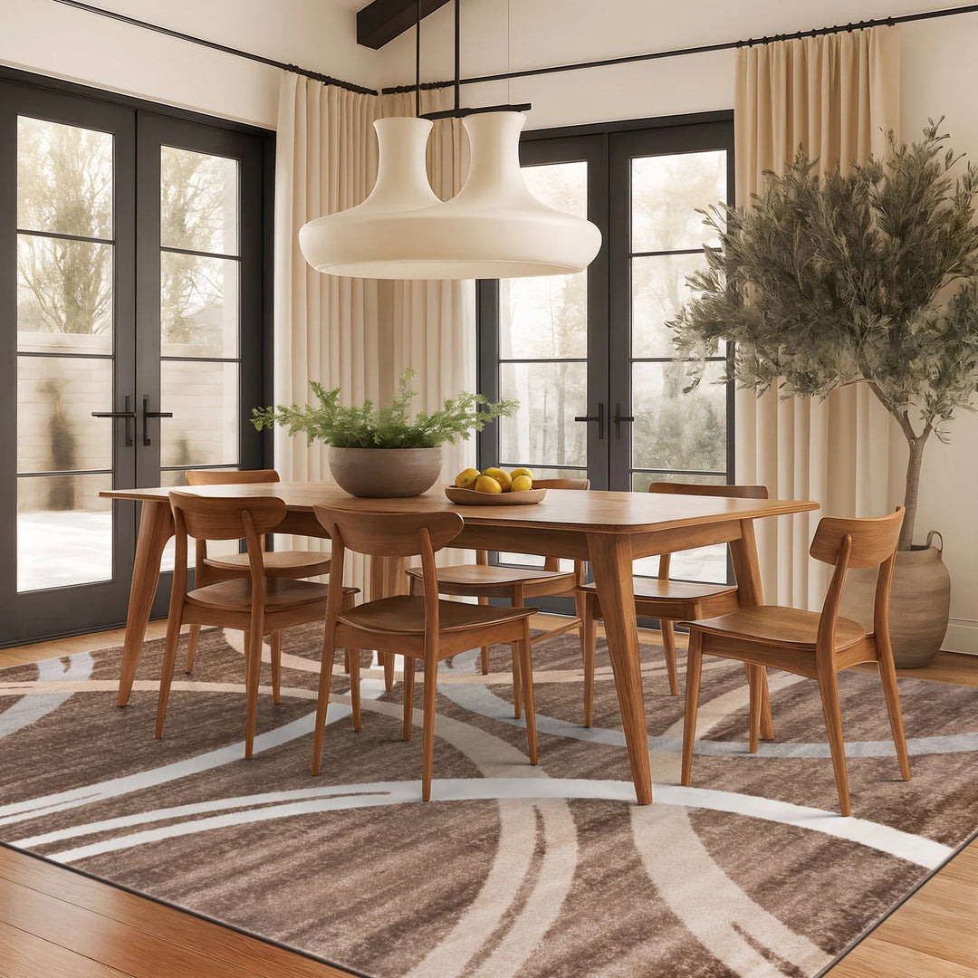 Contemporary Abstract Circles Design Area Rug