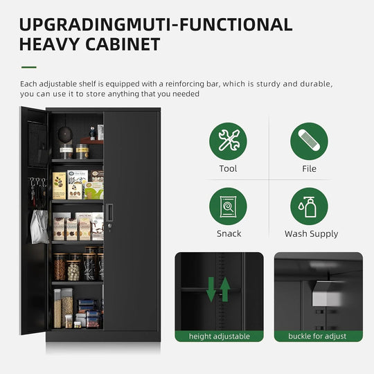 71'' H Metal Garage Storage Work Cabinet with Locking Doors and Adjustable Shelves