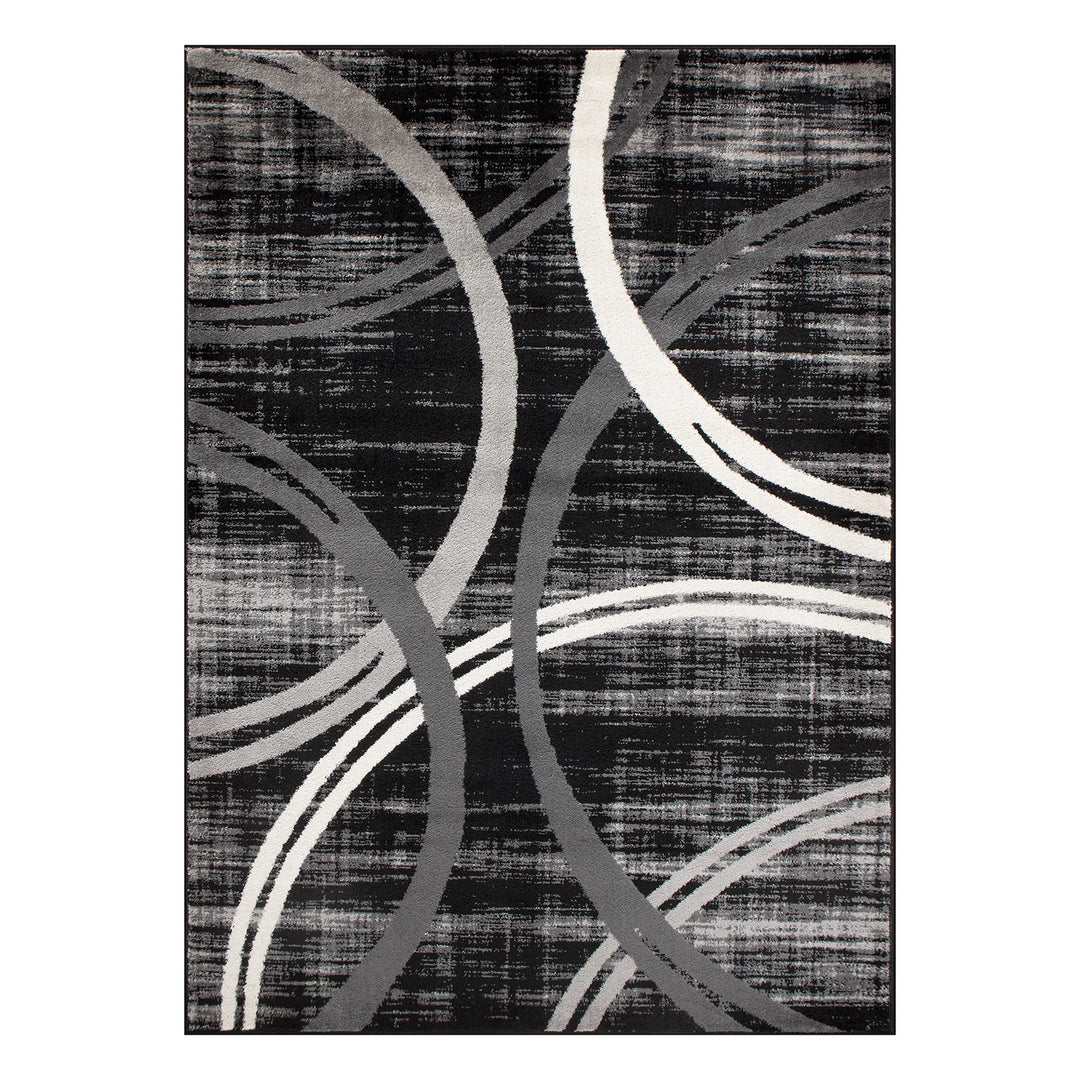 Contemporary Abstract Circles Design Area Rug