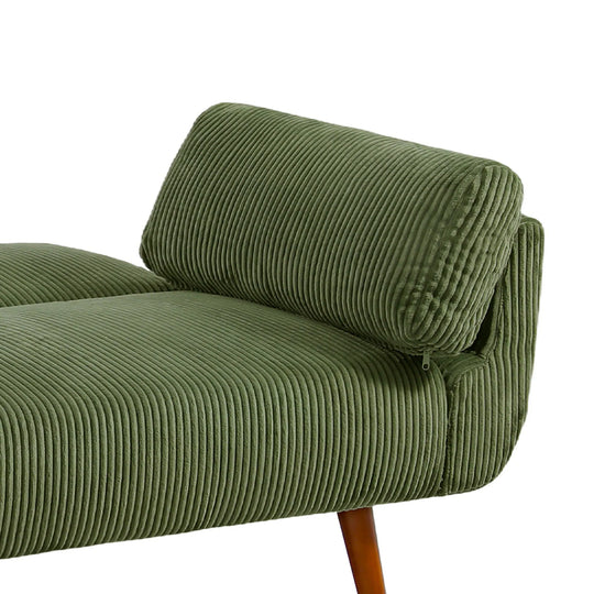 73" W Upholstered Corduroy Convertible Sleeper Sofa Bed with Pillows