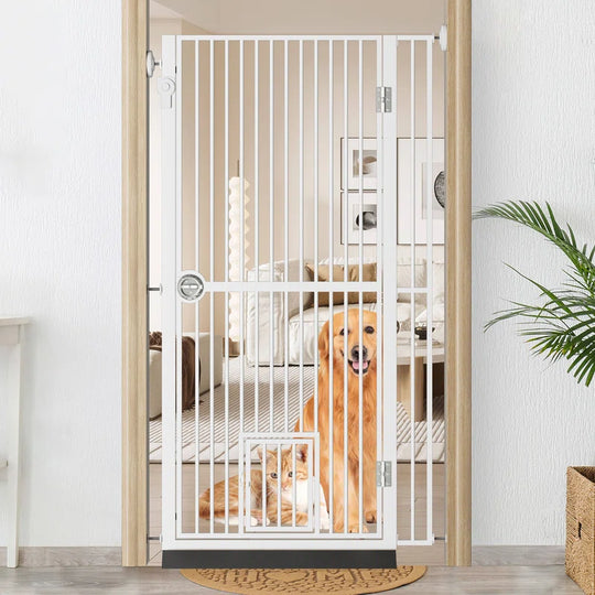 Eresmia 61“ Extra Tall Pet Gate for Doorway, Adjustable Pressure Mounted Pet Gate with Door