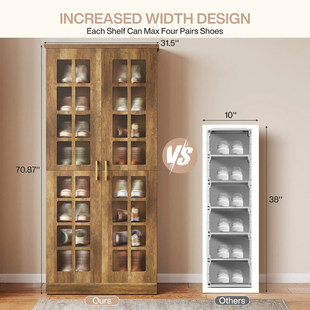 8-Tier Modern Shoe Storage Cabinet with Doors and Adjustable Shelves