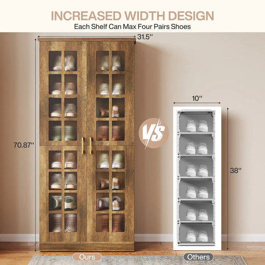 8-Tier Modern Shoe Storage Cabinet with Doors and Adjustable Shelves