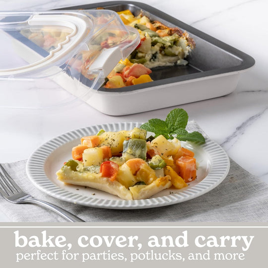 Baking Pans Set 10 Piece Non-Stick Cake Pans with Carry Lids for Storage & Travel, Perfect for Parties Stackable