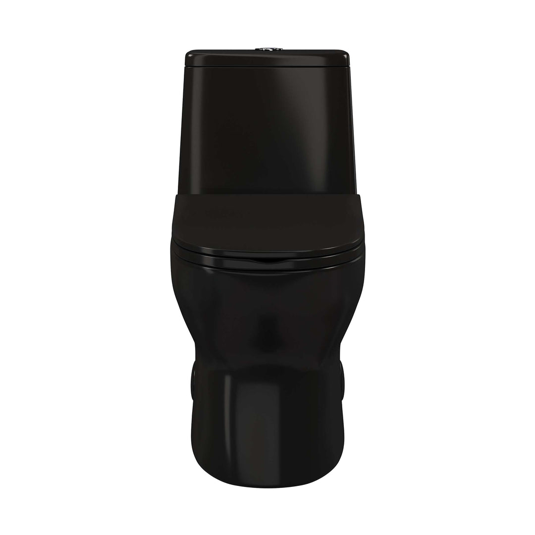 Ivy One Piece Toilet Dual Vortex Flush in Glossy Black 1.1/1.6 Gpf - 27.0" X 13.5" X 28.5"