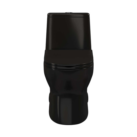 Ivy One Piece Toilet Dual Vortex Flush in Glossy Black 1.1/1.6 Gpf - 27.0" X 13.5" X 28.5"
