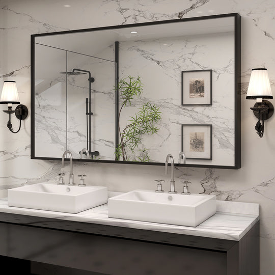 Modern Metal Framed French Cleat Mounted Wall Bathroom Vanity Mirror