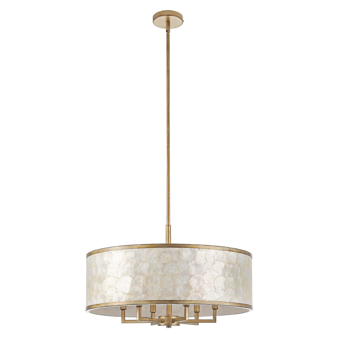 Getledel 24-Inch 6-Light Capiz Shell Drum Chandelier