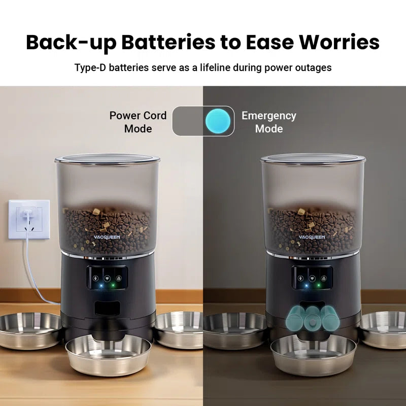 Automatic Cat Food Dispenser with 3 Bowls for 3 Cats & 6L Volum Capacity, 2.4G Wifi with APP Remote Feeding