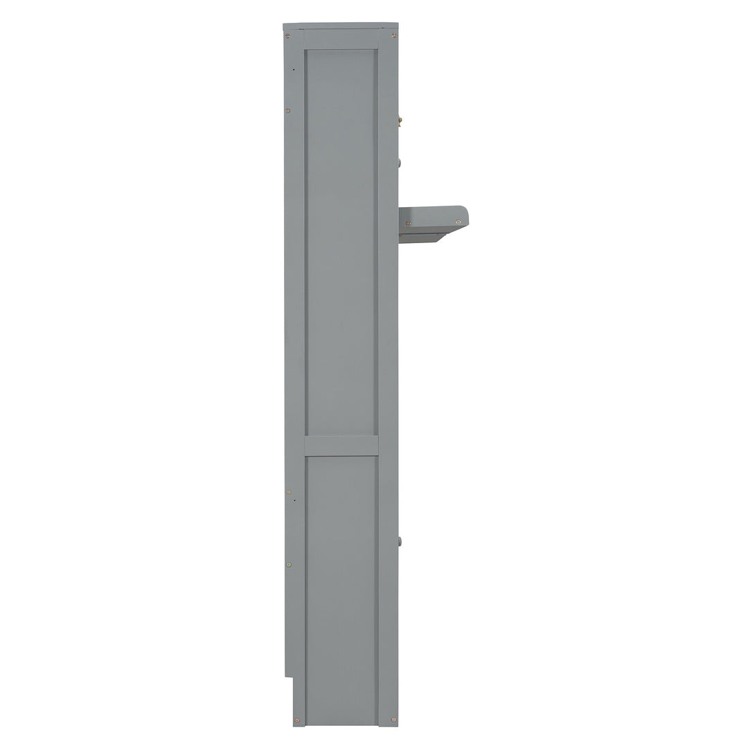 Dual Twin Size Wall Murphy Beds with Cabinets and Shelves, Space-Saving Design