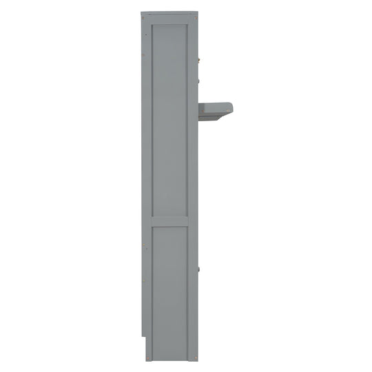 Dual Twin Size Wall Murphy Beds with Cabinets and Shelves, Space-Saving Design