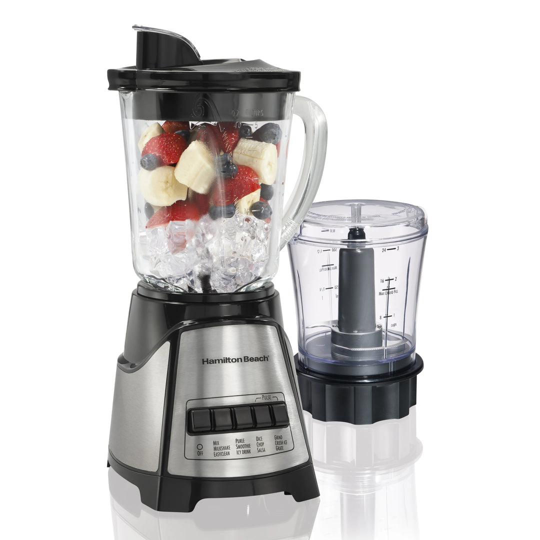 Black 12 Speed Glass Jar Blender with Food Chopper