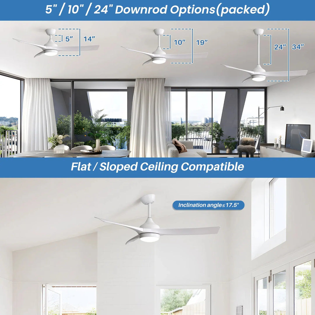 Sofucor 52/60 Inch Ceiling Fan with Integrated LED Light and Remote Control Quiet DC Motor