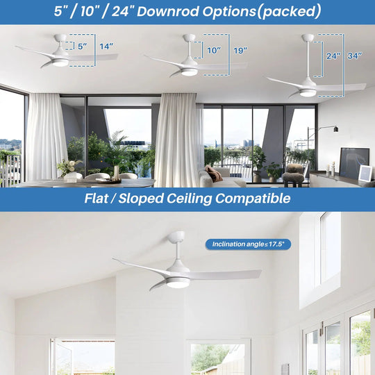 Sofucor 52/60 Inch Ceiling Fan with Integrated LED Light and Remote Control Quiet DC Motor