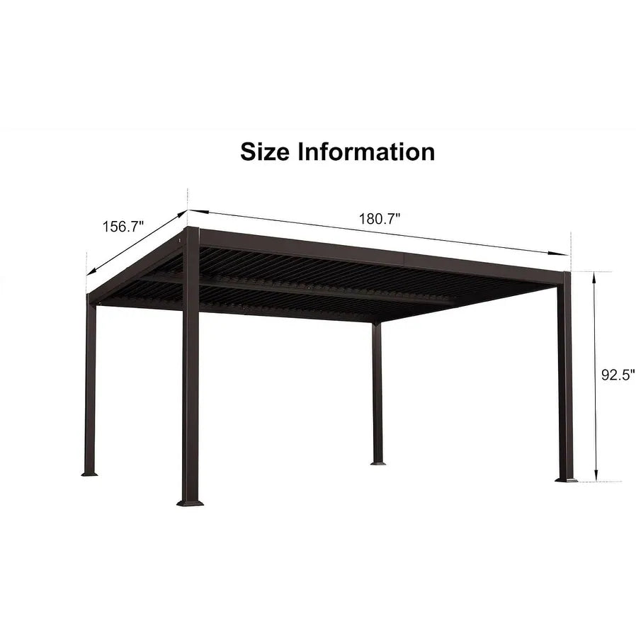 Bronze Louvered Pergola Sun Shade Shelter with Adjustable Metal Roof for Patio Hardtop Pergola