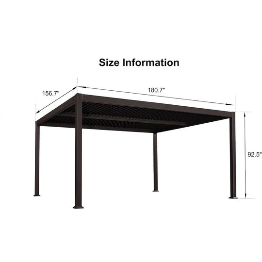 Bronze Louvered Pergola Sun Shade Shelter with Adjustable Metal Roof for Patio Hardtop Pergola
