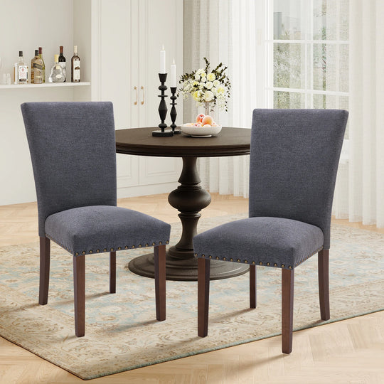 RENEWLINE Dining Chairs, Fabric with Nailhead Trim and Wood Legs