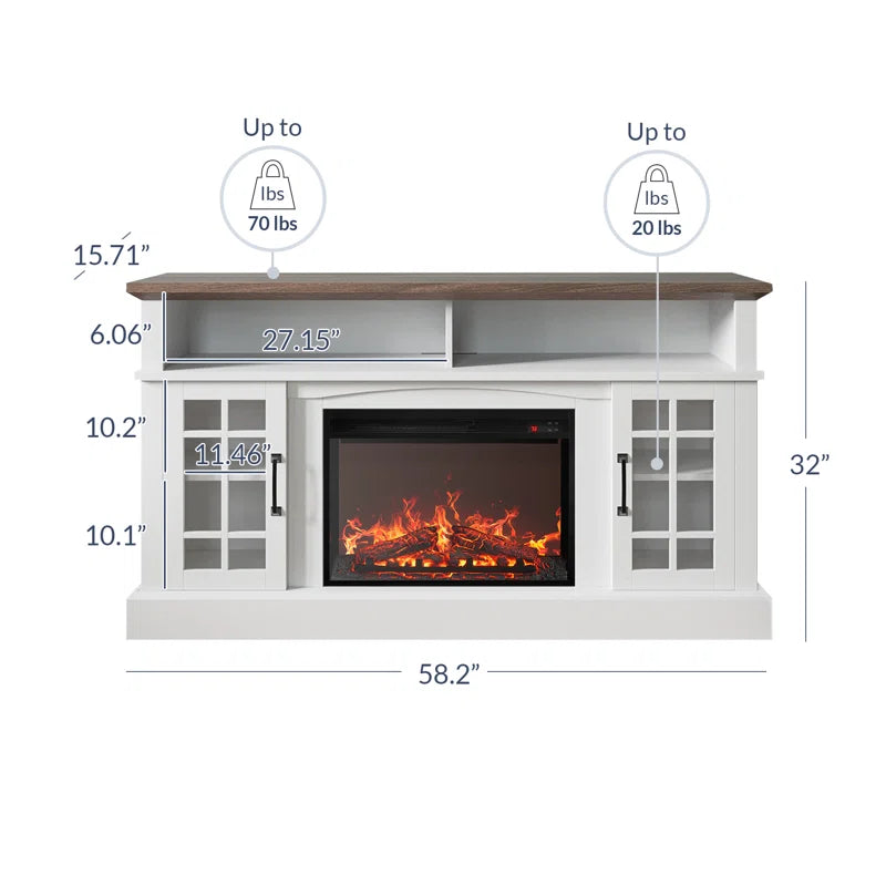 Kehaulani 65" Media Console TV Stands with Electric Fireplace