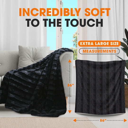 Faux Fur/ Microplush Reversible Throw Blanket