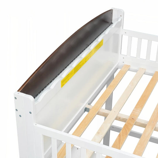 Loft Bed with Storage Cabinet and LED