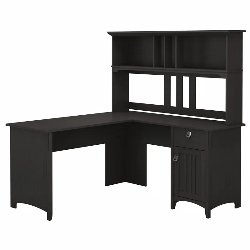 Paelynn L Shaped Credenza Desk with Hutch