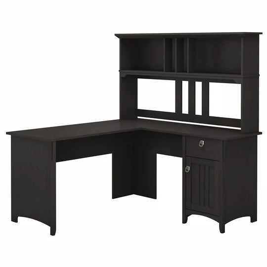 Paelynn L Shaped Credenza Desk with Hutch