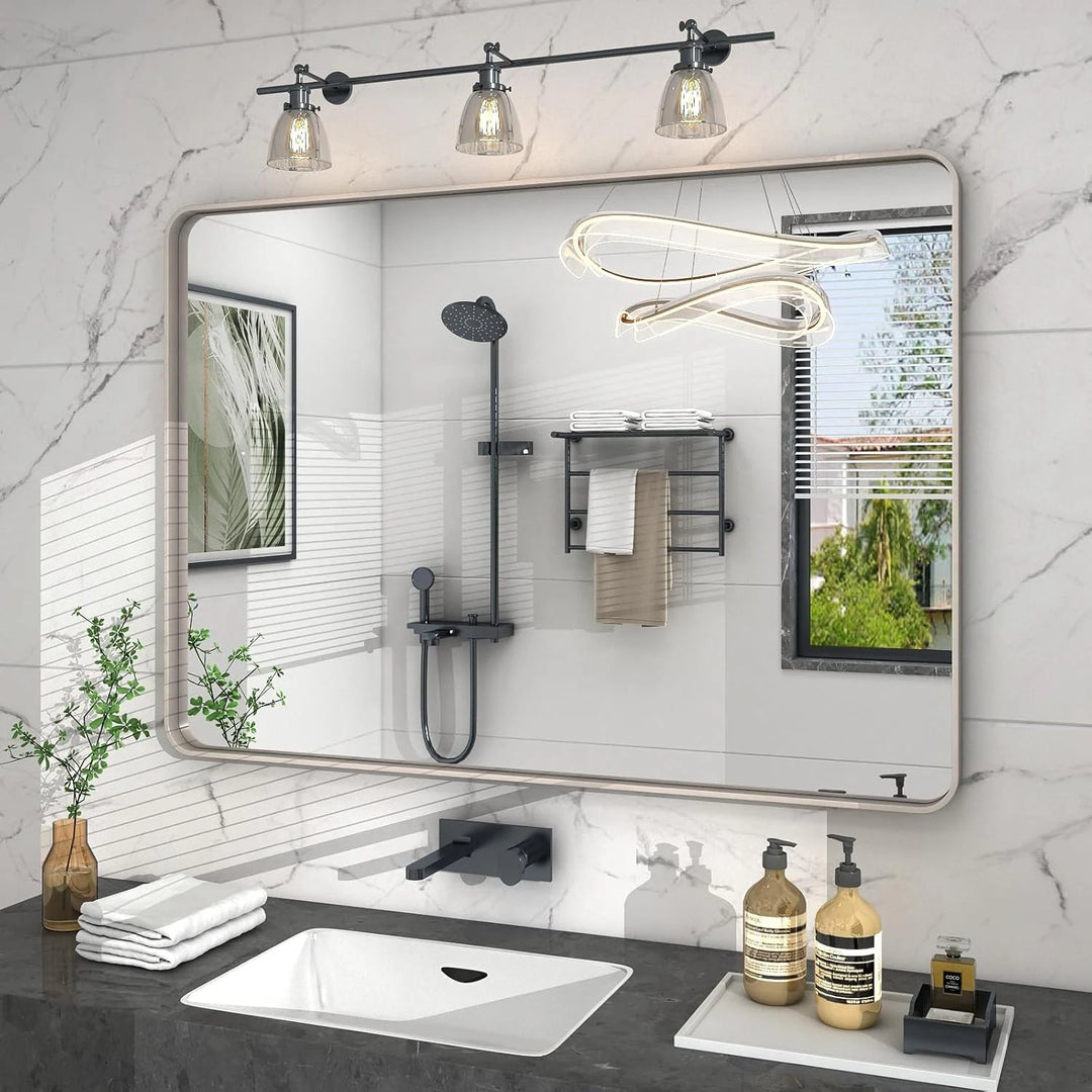 Aluminum Alloy Framed Tempered Glass Wall Decor Vanity Bathroom Mirror