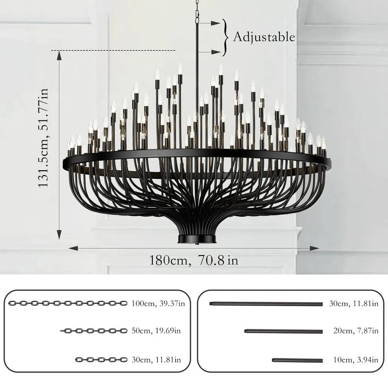 Modern Farmhouse Candle Chandelier Black Large Wagon Wheel Chandeliers
