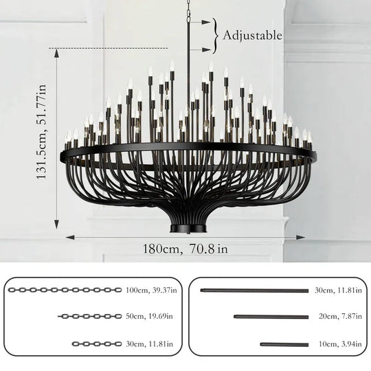 Modern Farmhouse Candle Chandelier Black Large Wagon Wheel Chandeliers