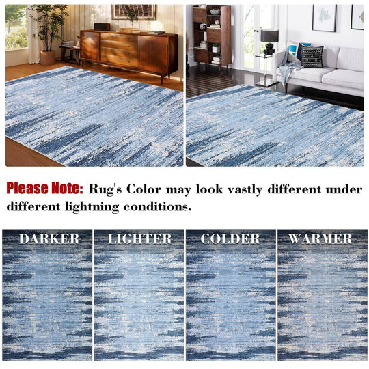 Washable Area Rugs for Living Room Modern Abstract Rug Non Slip Non Shedding Stain Resistant Carpet
