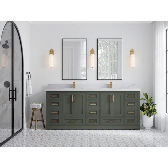 Willow Collection 84 in W X 22 in D X 36 in H Boston Double Bowl Sink Bathroom Vanity with Countertop